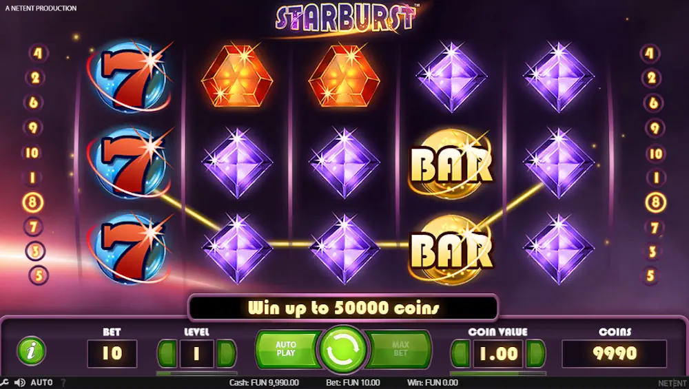 Starburst NetEnt Game Screenshot